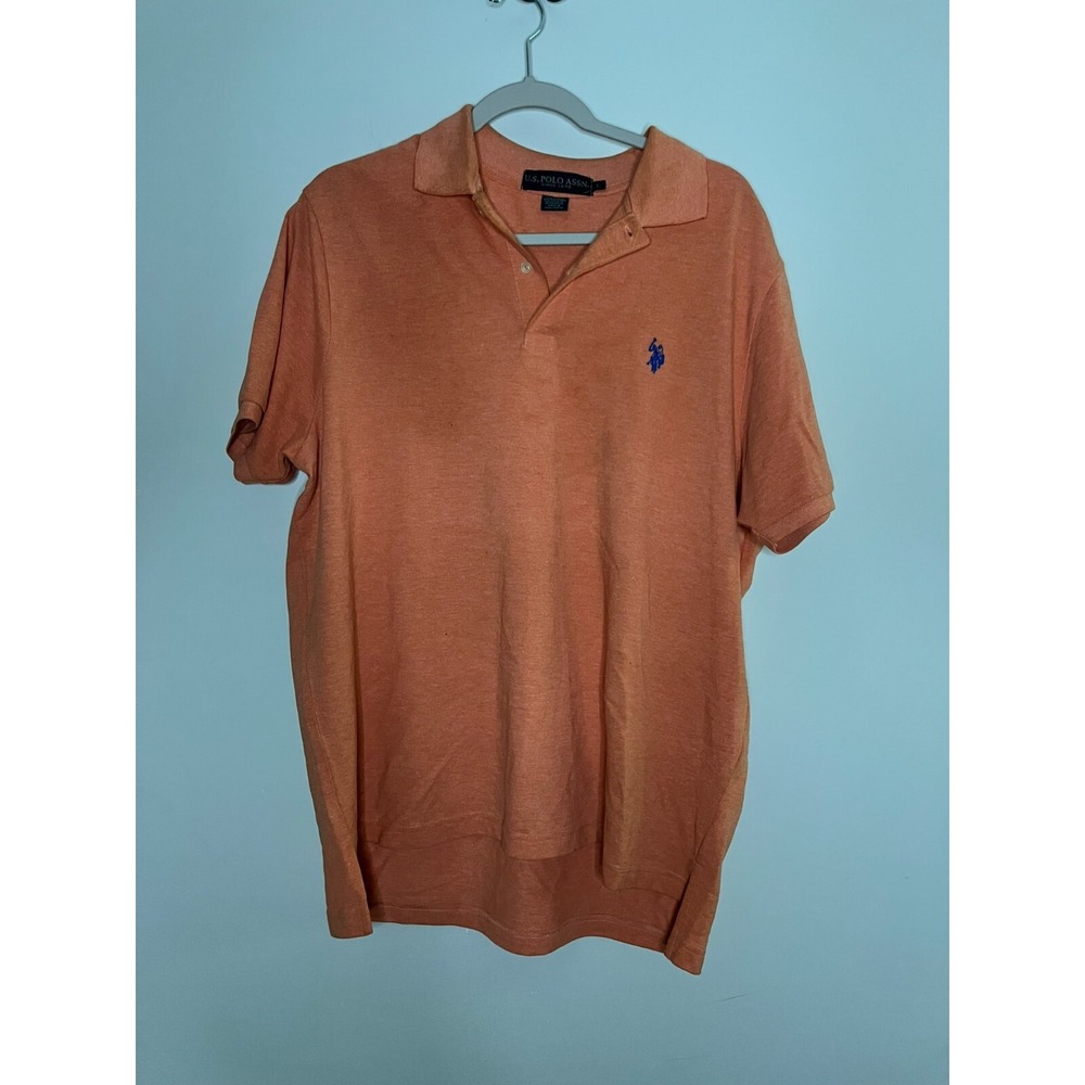 Vintage US Polo Assn. Orange Ultimate Pique Golf Polo Shirt Men's Size Large